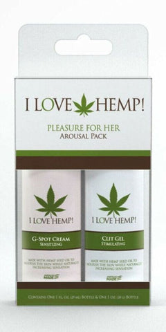 Doc Johnson I Love Hemp Pleasure For Her Arousal Pack 28g Dual Formula - Delay and Excite Sprays