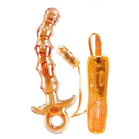 Pipedream Icicles No 15 Vibrating Anal Plug Gold Glass Design - Prostate Toys