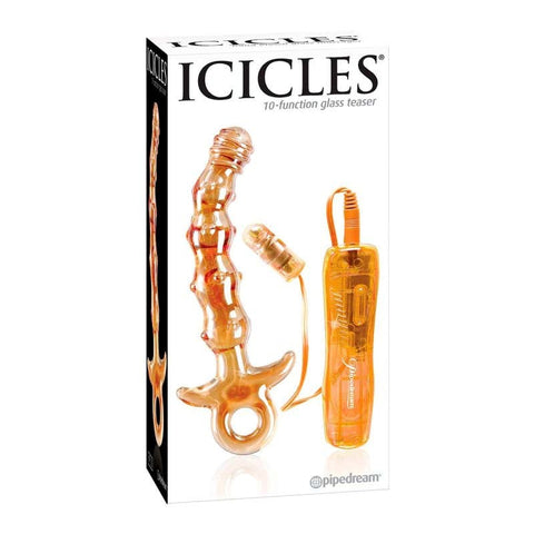 Pipedream Icicles No 15 Vibrating Anal Plug Gold Glass Design - Prostate Toys