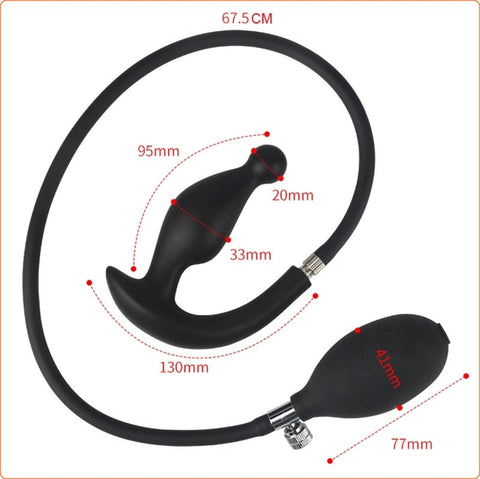 BDStyle Inflatable Dildo Prostate Butt Plug Manual Pump Control - Butt Plugs