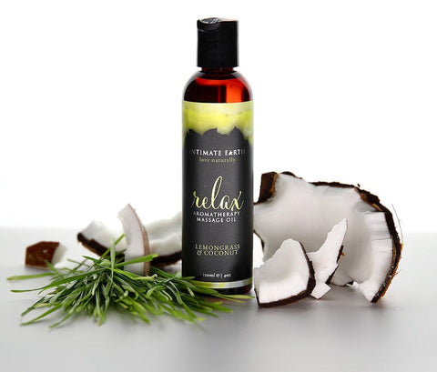 Intimate Earth Aromatherapy Massage Oil 120ml Lemongrass Coconut Blend - Massage Oils and Lubricants