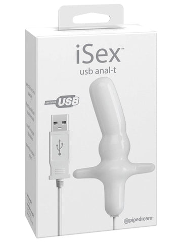 Pipedream iSex USB Anal T Plug White USB Powered Vibrating Butt Plug - Prostate Toys
