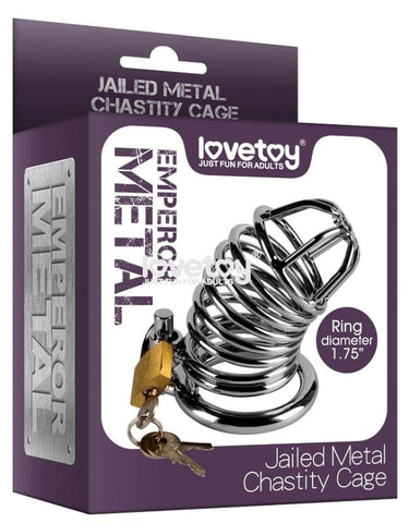Lovetoy Jailed Metal Chastity Cage with Padlock and Keys - Male Chastity