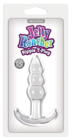 NS Novelties Jelly Rancher T Plug Ripple Clear Rippled Beaded Anal Plug - Butt Plugs