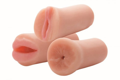 XR Brands Jesse Jane Three Way Pussy Ass and Mouth Stroker Set Premium TPR - Masturbators and Strokers