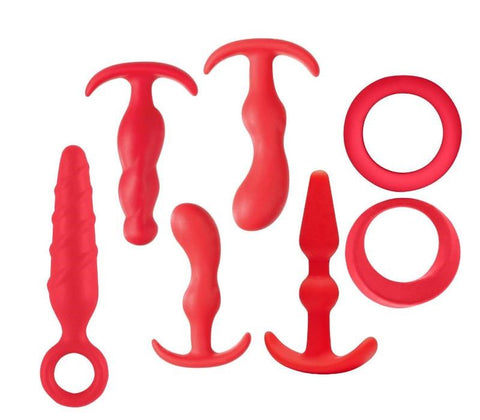 NANMA Corporation Jovial 7 Piece Anal Kit Red Complete Progressive Kit - Butt Plugs