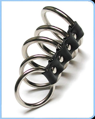 The Stockroom Kinklab 5 Gates of Hell Steel Cock Ring with Progressive Rings - Cock Rings