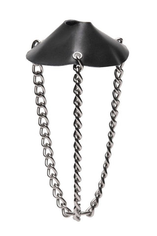 XR Brands Leather Parachute Ball Stretcher with Adjustable Snaps - Cock Rings