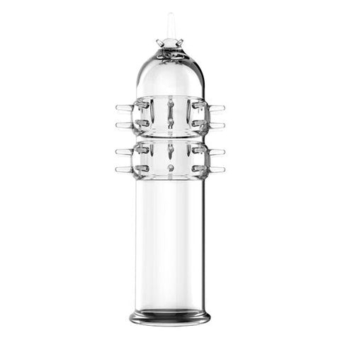 BDStyle Leopard Nunchaku Series Penis Sleeve with Dual Spiked Rings - Pumps, Extenders and Sleeves
