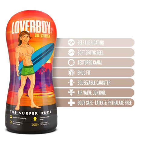 Loverboys Surfer Dude Flesh Stroker Masturbator with Air Valve Control - Masturbators and Strokers