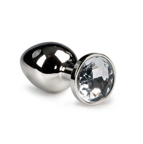 XR Brands Lucent Jewel Accented Anal Plug Chrome Steel with Jewel Base - Butt Plugs