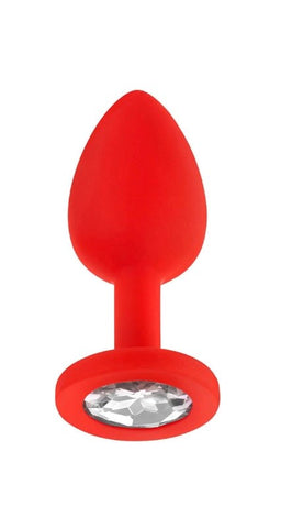 VVOLE LLC Luv Inc Jp31 Small Jeweled Silicone Butt Plug Red Interchangeable - Prostate Toys