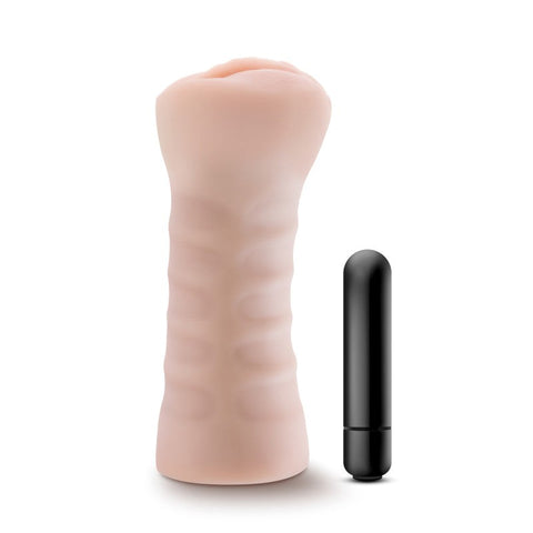 Blush Novelties Lifelike Ribbed Vibrating Masturbator M For Men Ashley - Masturbators and Strokers