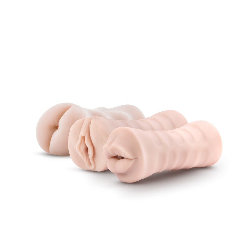 M For Men Self-Lubing Vibrating Strokers 3-Pack - - Masturbators and Strokers