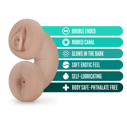 M For Men Double Trouble Stroker Self Lubricating Glow in the Dark Masturbator - Masturbators and Strokers