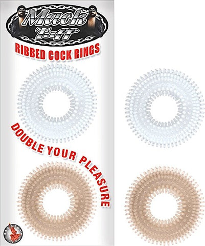 Nasstoys Mack Tuff Ribbed Cock Rings Clear and Smoke with Ribbed Texture - Cock Rings