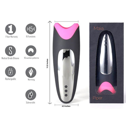Maia Toys Piper Heating Vibrating Masturbator with Warming Function - Masturbators and Strokers