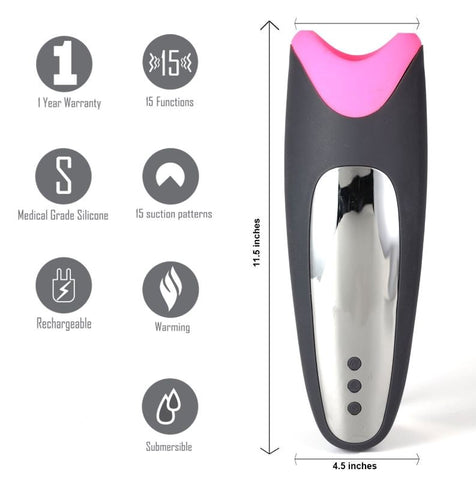 Maia Toys Piper Heating Vibrating Masturbator with Warming Function - Masturbators and Strokers