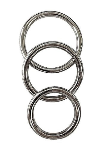 Sportsheets Manbound Cock Rings 3 Pack Metal Chrome Plated Steel Set - Cock Rings