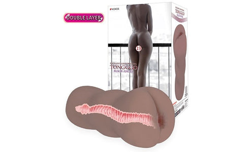 Kokos Tong Ggo Black Angel Double Layer Anal Stroker Real Silicone - Realistic Butts And Vaginas