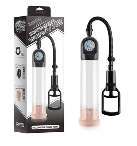 Lovetoy Maximizer Worx VX2 Accu Meter Pro Pump with Pussy Sleeve - Pumps, Extenders and Sleeves