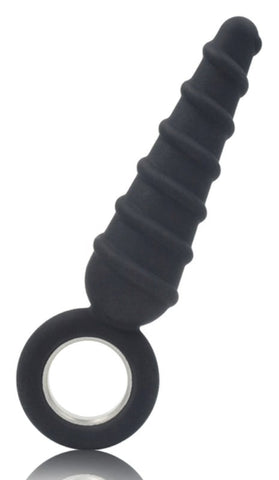 BDStyle Metal O Ring Spiral Silicone Anal Plug with Textured Design - Butt Plugs