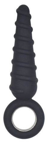 BDStyle Metal O Ring Spiral Silicone Anal Plug with Textured Design - Butt Plugs