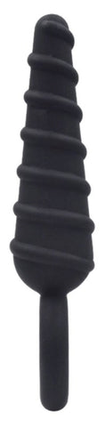 BDStyle Metal O Ring Spiral Silicone Anal Plug with Textured Design - Butt Plugs