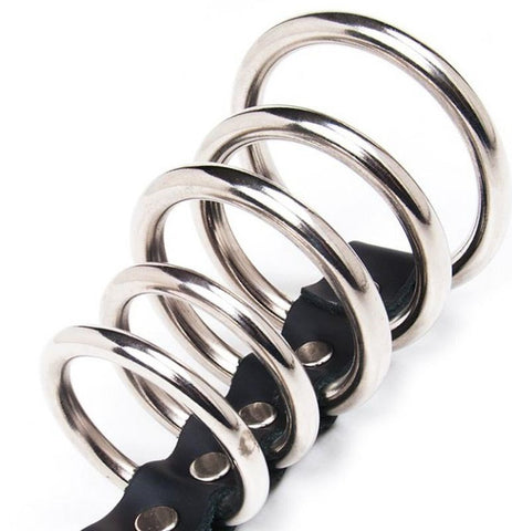 Hells Couture Mister HC Gates of Hell Cock 2 Rings Genuine Leather Steel - Cock Rings