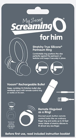 My Secret Screaming O Rechargeable Vibrating Ring Set Grey with Remote Ring - Cock Rings