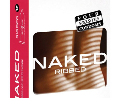 Four Seasons Naked Ribbed Condoms 12 pack with Textured Stimulation - Condoms