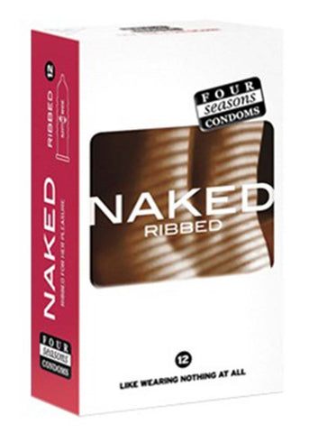 Four Seasons Naked Ribbed Condoms 12 pack with Textured Stimulation - Condoms