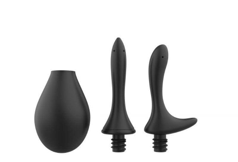 Nexus Anal Douche Set Black Top Cock Fittings - - Anal Cleansing