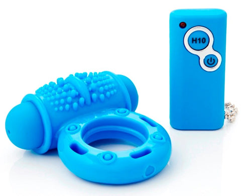 Nu Sensuelle 10 Function Remote Control Wireless Cockring Blue Remote Control - Cock Rings