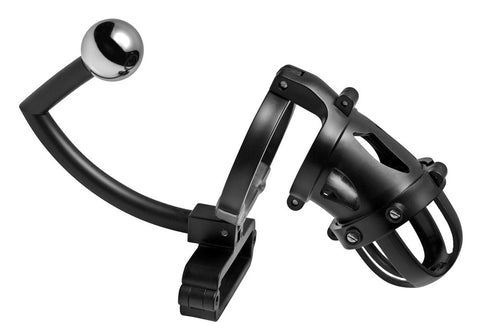 XR Brands Oppressor Male Confinement Chastity Cage with Ball Clamp - Cock Rings