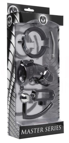 XR Brands Oppressor Male Confinement Chastity Cage with Ball Clamp - Cock Rings