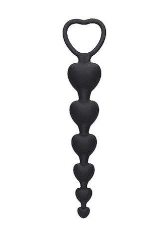 Shots Toys Ouch! Anal Heart Beads Heart Shaped Silicone Anal Beads - Butt Plugs