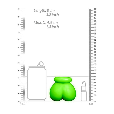 Shots Toys OUCH! Luminous Bondage Ball Sack with Glow in Dark Feature - Cock Rings