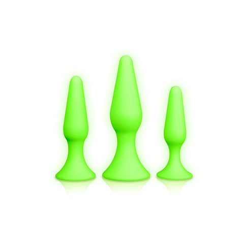 OUCH! Luminous Pleasure Plug Glow in Dark Anal Training Set - Butt Plugs