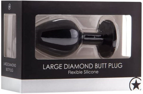Shots Toys Ouch! Large Diamond Butt Plug Black Luxury Anal Stimulation - Butt Plugs