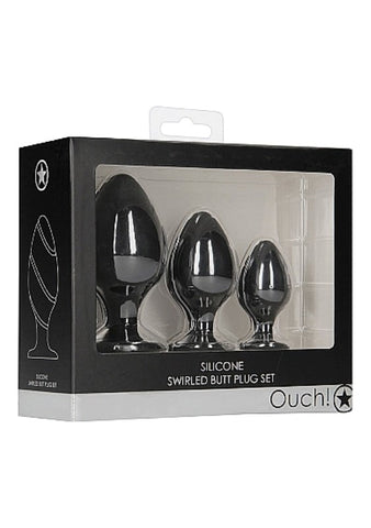 Ouch! Swirled Butt Plug Set Three Graduated Sizes with Textured Design - Butt Plugs