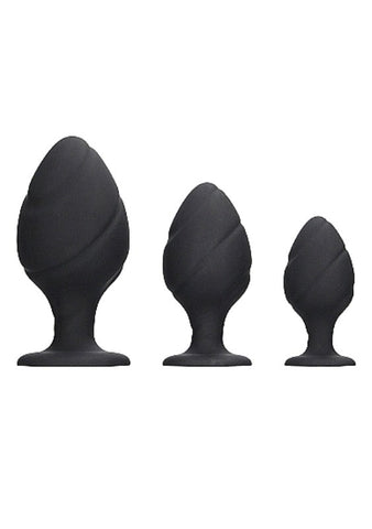 Ouch! Swirled Butt Plug Set Three Graduated Sizes with Textured Design - Butt Plugs