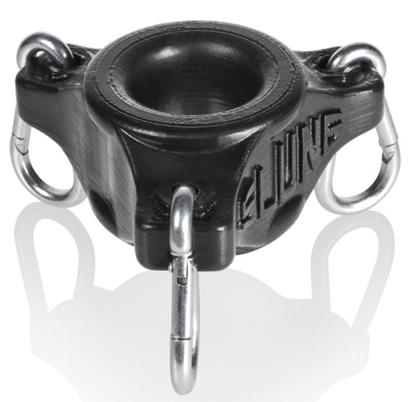 Oxballs Slung Ballstretcher With 3 Carabiners Black - - Stretchy Cock Rings