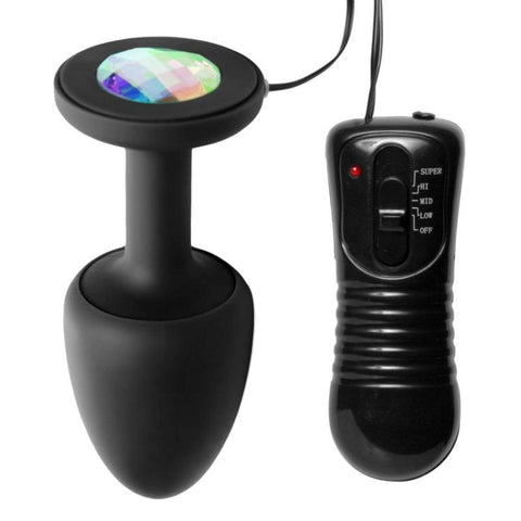 XR Brands Paragon Gem Accented Vibrating Anal Plug with Rolling Ball - Butt Plugs