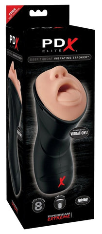 PDX Elite Deep Throat Vibrating Mens Stroker with Powerful Motor - Masturbators and Strokers