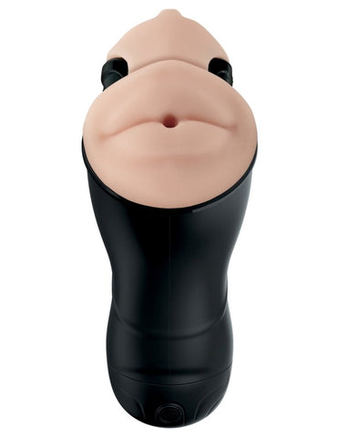 PDX Elite Double Penetration Vibrating Male Stroker with Dual Texture - Masturbators and Strokers