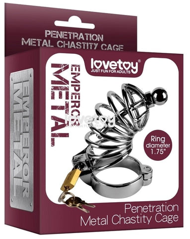 Lovetoy Penetration Metal Chastity Cage with Urethral Sound - Male Chastity