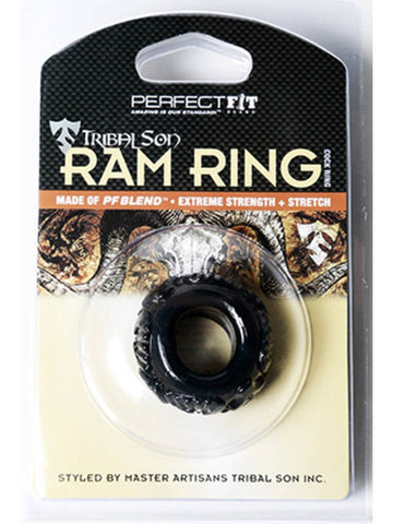 Perfect Fit Ram Ring Cock Ring with Textured Stretchy Design - Cock Rings