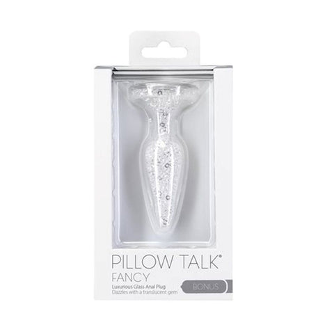 Pillow Talk Fancy Luxurious Glass Anal Plug w Clear Gem - Butt Plugs