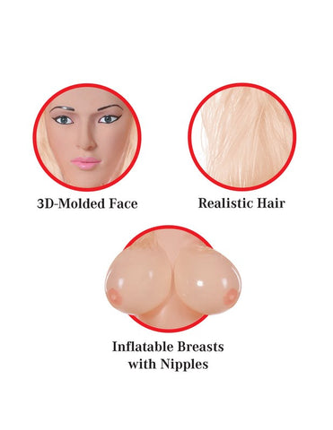 Pipedream Extreme Dollz Mona Mountains Inflatable Love Doll with 3D Face - Masturbators and Strokers